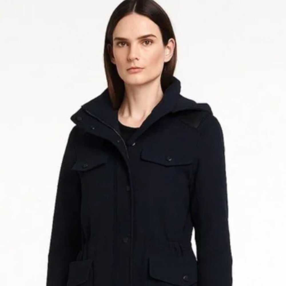 Rag & Bone Women's Utility Hooded Jacket Sz M Cotton/leather trim- Made in USA